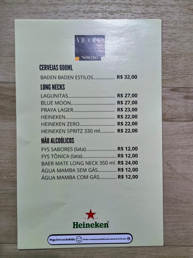 CARDÁPIO (LÂMINA) VICOLO NOSTRO