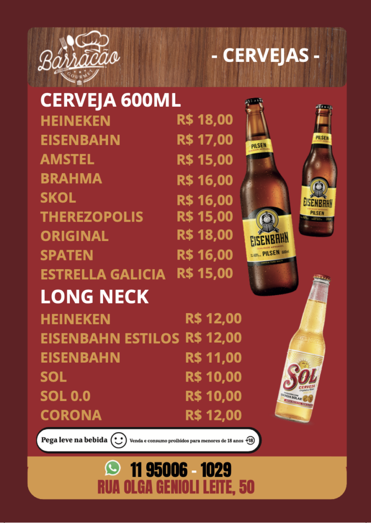 CARDÁPIO (LÂMINA) BARRACÃO GOURMET
