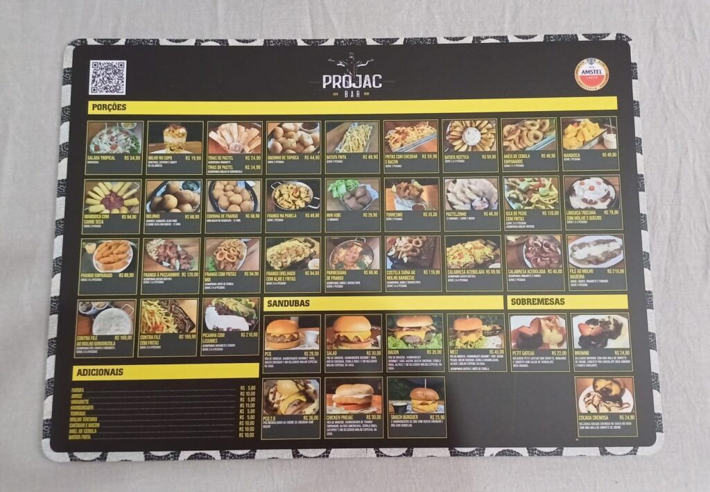 CARDÁPIO PROJAC BAR