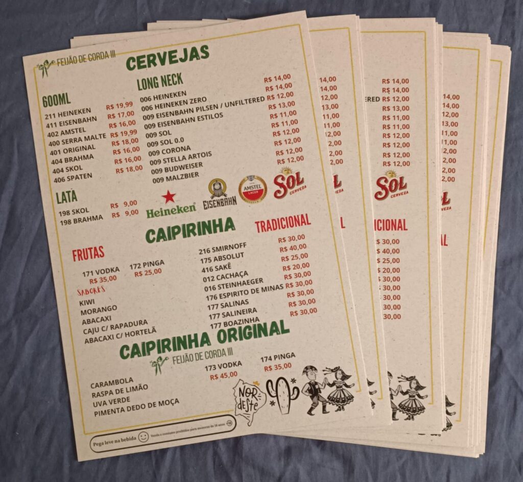 CARDÁPIO (LÂMINA) FEIJÃO DE CORDA