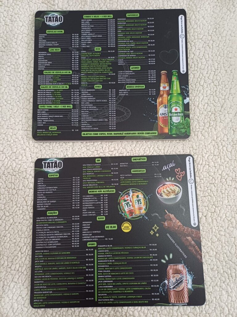 CARDÁPIO TATÃO ESPETOS